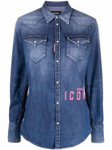 DSQUARED2 chemise en jean à logo imprimé - Bleu