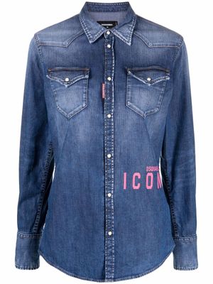 DSQUARED2 chemise en jean à logo imprimé - Bleu