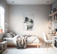Poster wolf met afbeelding van bos