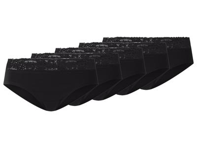 esmara Set van 5 dames hipsters (Zwart, S (36/38))