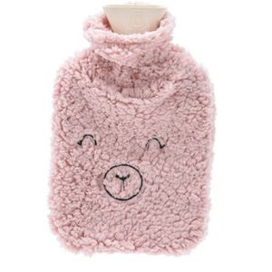 Warmwaterkruik 2 liter met zachte fleece hoes biggetje roze - Kruiken