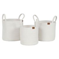 Mandenset Home ESPRIT Wit Modern 30 x 30 x 28 cm (3 Onderdelen)