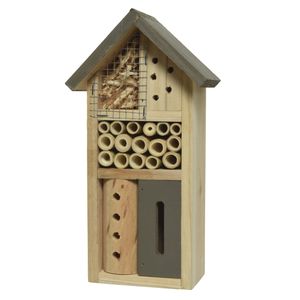 Grijs insectenhotel huisje 26 cm