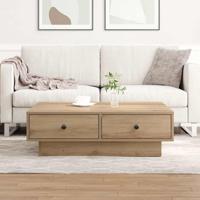 Salontafel artisanaal eikenkleurig 90 x 90 x 28 cm Bewerkt hout