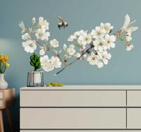 Bloemen muursticker witte lentebloem - thumbnail