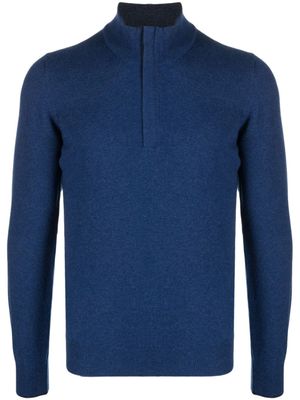 Fileria pull chiné à col zippé - Bleu