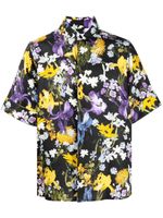 ERDEM chemise en lin à fleurs - Noir - thumbnail