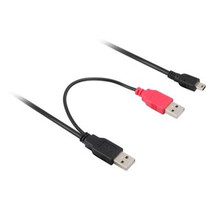 DeLOCK 2x USB2.0-A male / USB mini 5-pin USB-kabel 1 m USB A Mini-USB B Zwart