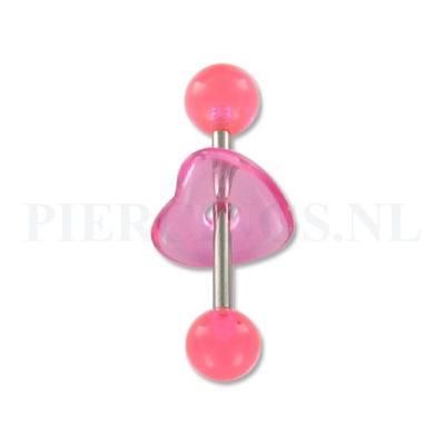 Tongpiercing acryl met donut hart roze