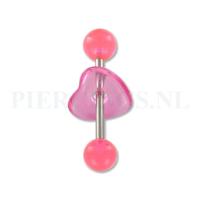 Tongpiercing acryl met donut hart roze