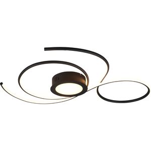 LED Plafondlamp - Plafondverlichting - Trion Jivino - 48W - Aanpasbare Kleur - Dimbaar - Rond - Mat Zwart - Aluminium