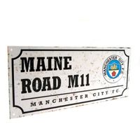 Manchester City Retro Straatbord - Wit (40cm x 18cm)