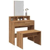 Kaptafelkruk 70x35x45 cm bewerkt hout artisanaal eikenkleur