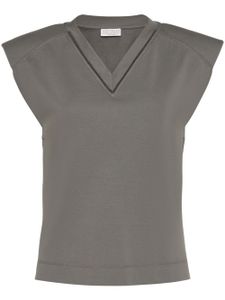 Brunello Cucinelli t-shirt en coton à ornements métalliques - Gris