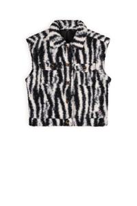 NoBell Meisjes teddy gilet print - Beddy - Zwart