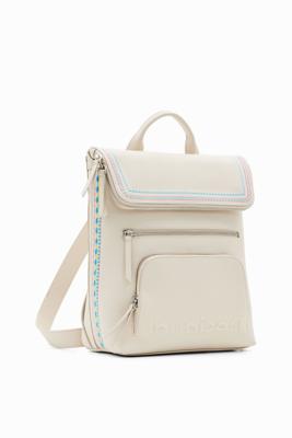 Middelgrote rugzak met klep en borduursels - WHITE - U