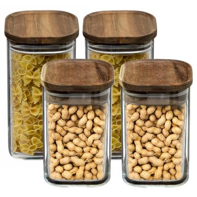 Set van 4x keuken voorraadbussen/potten glas 0.9 en 1.3 Liter inhoud