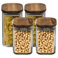 Set van 4x keuken voorraadbussen/potten glas 0.9 en 1.3 Liter inhoud