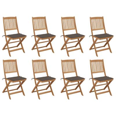 Tuinstoelen 8 st inklapbaar met kussens massief acaciahout