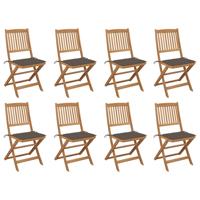 Tuinstoelen 8 st inklapbaar met kussens massief acaciahout
