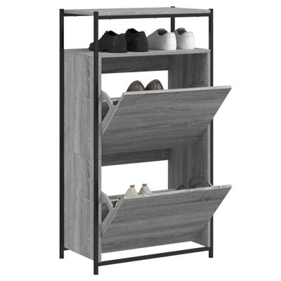 VidaXL Schoenenkast 60x34x112 cm bewerkt hout grijs sonoma eikenkleur