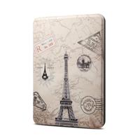 Eiffeltoren patroon horizontaal flip PU + TPU lederen beschermhoes voor Amazon Kindle Paperwhite 4 (2018), met slaap & Wake-up functie neer
