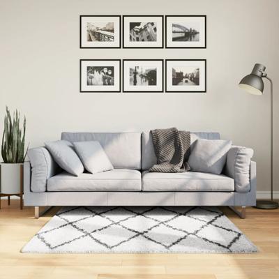 VidaXL Vloerkleed pamplona shaggy hoogpolig 120x120 cm crème en zwart