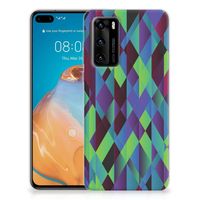 Huawei P40 TPU Hoesje Abstract Green Blue