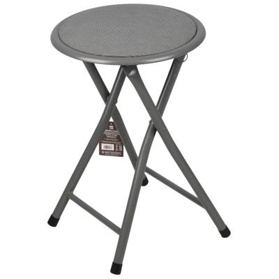 Urban Living Bijzet krukje - donkergrijs - metaal - 30 x 45 cm - inklapbaar - woonaccessoires