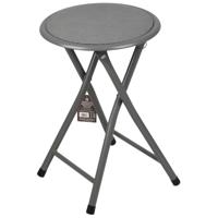 Urban Living Bijzet krukje - donkergrijs - metaal - 30 x 45 cm - inklapbaar - woonaccessoires