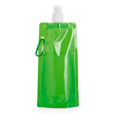 Opvouwbare Waterfles - groen - kunststof - 460 ml - schroefdop - karabijnhaak - waterzak