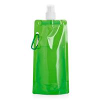 Opvouwbare Waterfles - groen - kunststof - 460 ml - schroefdop - karabijnhaak - waterzak