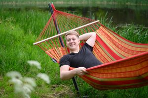 'Easy & Lazy' Happy Tweepersoons Hangmatset - 150 kg - Oranje - Colombiaanse, Spreidstang - Tropilex