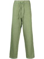 120% Lino pantalon droit à taille mi-haute - Vert