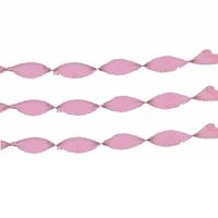 Lichtroze crepepapier slingers 6 meter geboorte feestversiering   - - thumbnail