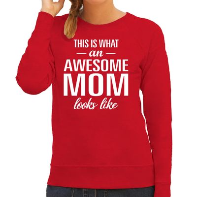 Awesome mom / moeder cadeau trui rood dames Awesome mom / moeder cadeau trui rood dames