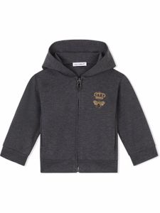 Dolce & Gabbana Kids hoodie zippé à broderies - Gris