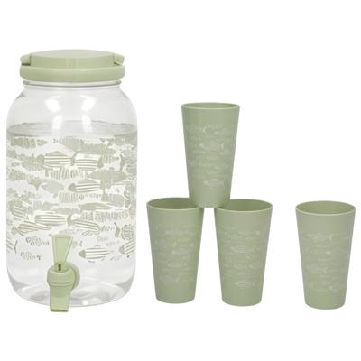 Gerimport Drank / Water dispenser tap - mintgroen - 3,8 Liter - kunststof - 15 x 18 x 26 cm - incl.