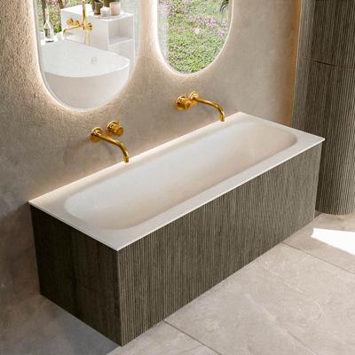 Badmeubel Mondiaz Kurve | 120 cm cm | Meubelkleur Shadow | Wastafelkleur Talc | Solid surface | Wasbak midden spoelbak | Zonder kraangat(en)