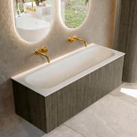 Badmeubel Mondiaz Kurve | 120 cm cm | Meubelkleur Shadow | Wastafelkleur Talc | Solid surface | Wasbak midden spoelbak | Zonder kraangat(en)