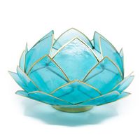 Lotus Sfeerlicht Blauw Goudrand Groot - thumbnail