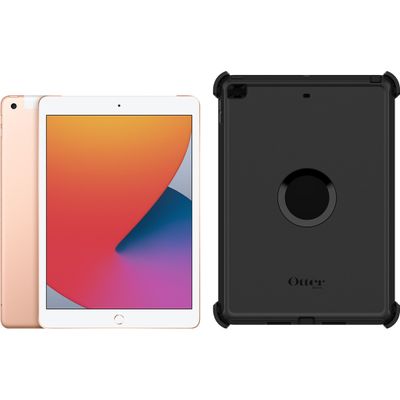 Apple iPad (2020) 10.2 inch 32 GB Wifi + 4G Goud + Otterbox Defender Full Body Case Apple iPad (2020) 10.2 inch 32 GB Wifi + 4G Goud + Otterbox Defender Full Body Case