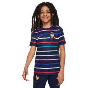 Nike Frankrijk Pre-Match Trainingsshirt 2024-2026 Kids Donkerblauw Goud Multicolor