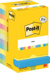 Post-It Notes Energetic, 100 vel, ft 76 x 76 mm, 8 + 4 GRATIS