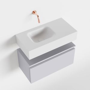 Toiletmeubel Mondiaz Andor | 60 cm | Meubelkleur Cale | Lex vrijhangend wastafel Talc Links | Zonder kraangat