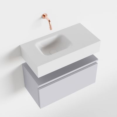 Toiletmeubel Mondiaz Andor | 60 cm | Meubelkleur Cale | Lex vrijhangend wastafel Talc Links | Zonder kraangat