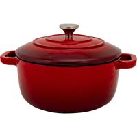 Braadpan/stoofpan - gietijzer/emaille - 0.5 liter - 12 x 9 cm - rood - stoofpotten/stoofvlees - thumbnail