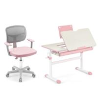Verstelbaar Kinderbureau en Bureau Stoel met Verstelbare Hoogte Ergonomische Tafel en Draaibare Stoel met Gaasrugleuning