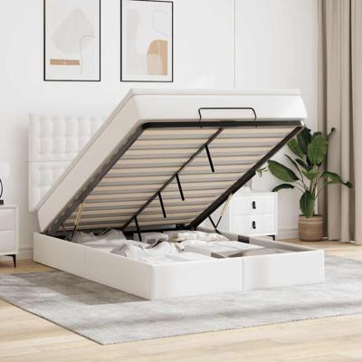 Ottoman bed met matras en LED's 140x200cm kunstleer wit