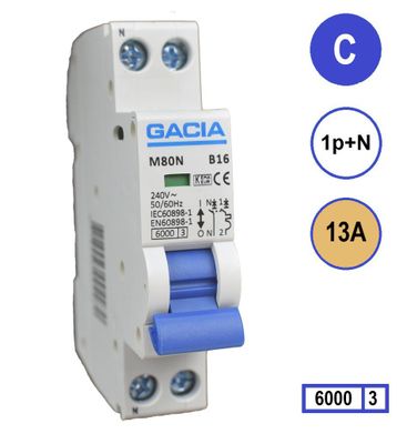 GACIA M80N-C13 inst. 1p+n C13 6kA (18mm) 13A